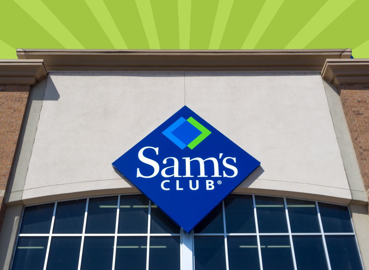 sam's club store front on designed green background
