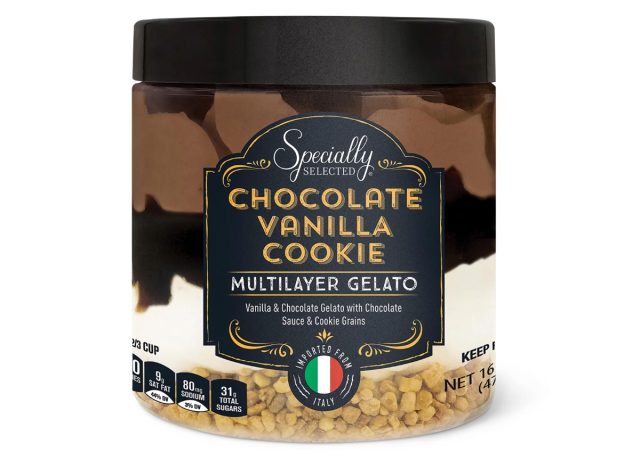 specially selected chocolate vanilla cookie multilayer gelato