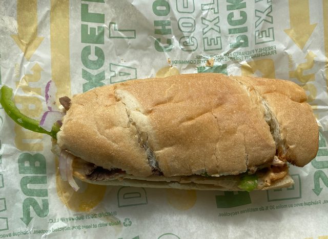 a steak and cheese sub from subway