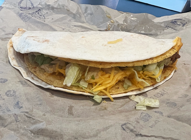 a taco bell double stacked taco 