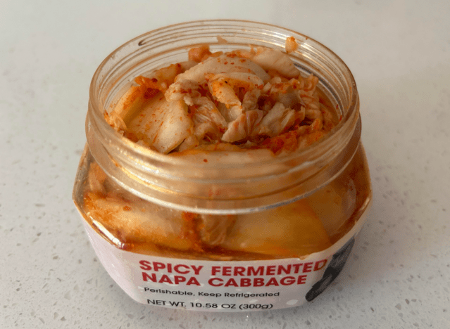 open jar of trader joe's kimchi