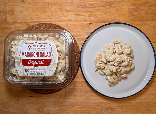 a container of walmart macaroni salad 