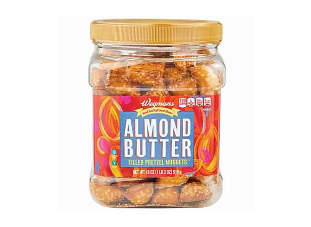 a jar of wegmans almond butter pretzel nuggets