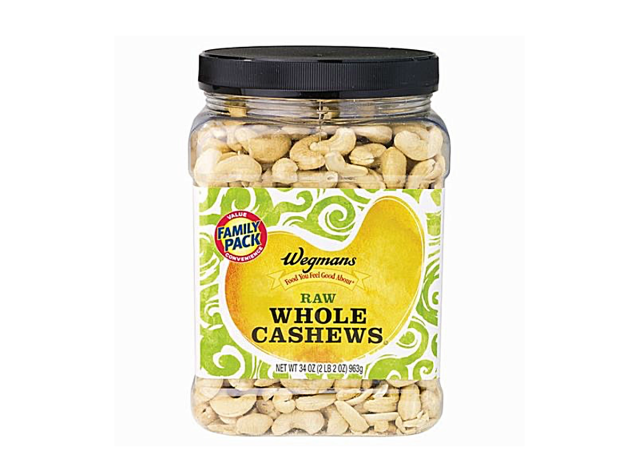 a large jar of wegmans raw whole cashews