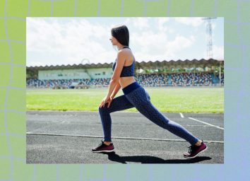 woman doing lunges on track