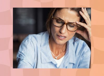 close-up mature woman with glasses feeling stressed