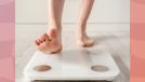 woman stepping onto scale