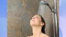 woman taking a cold shower