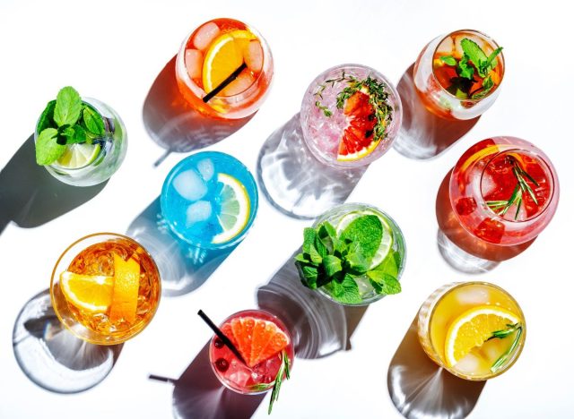 Assortment of colorful drinks