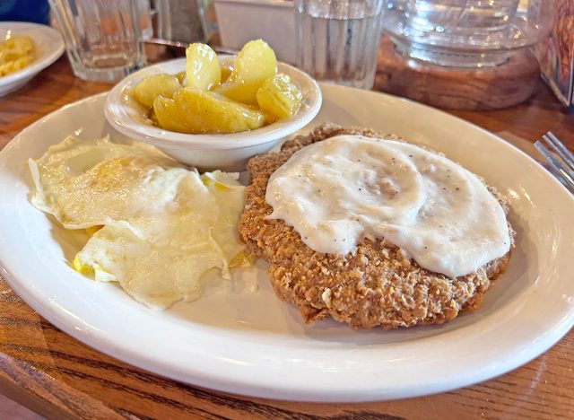 Grandpa's Country Fried Breakfast from Cracker Barrel with country fried steak and fried apples