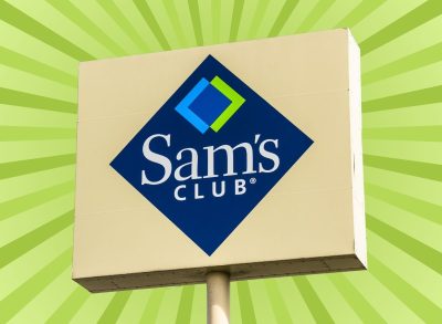 Sam's Club sign on striped green background