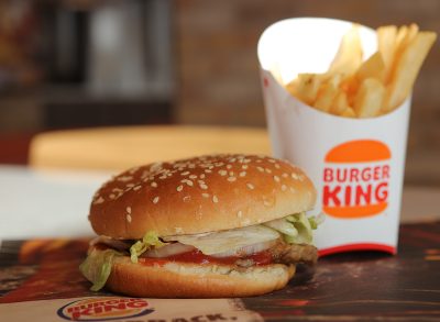 Whopper Jr. and French Fries at a Burger King restaurant.