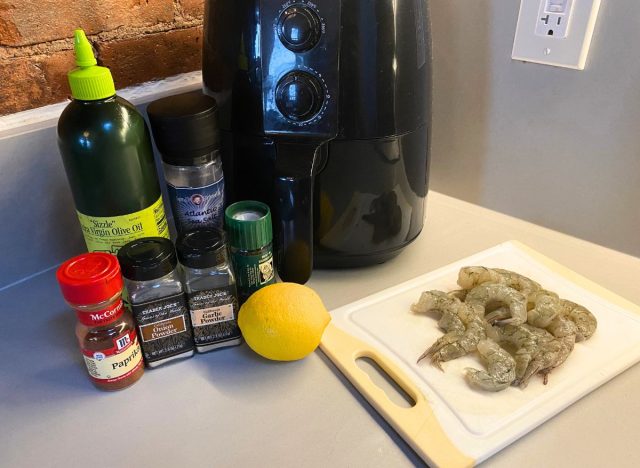 ingredients in front of an air fryer