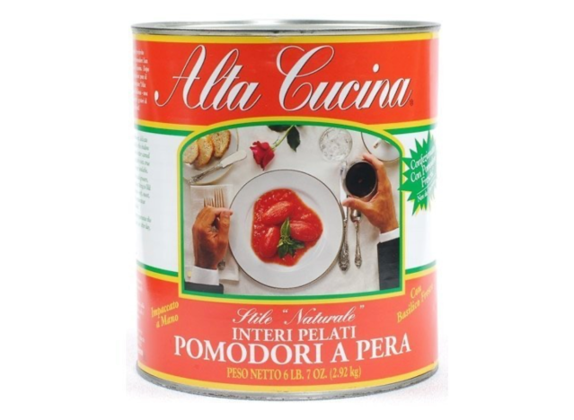 alta cucina canned tomatoes on a white background