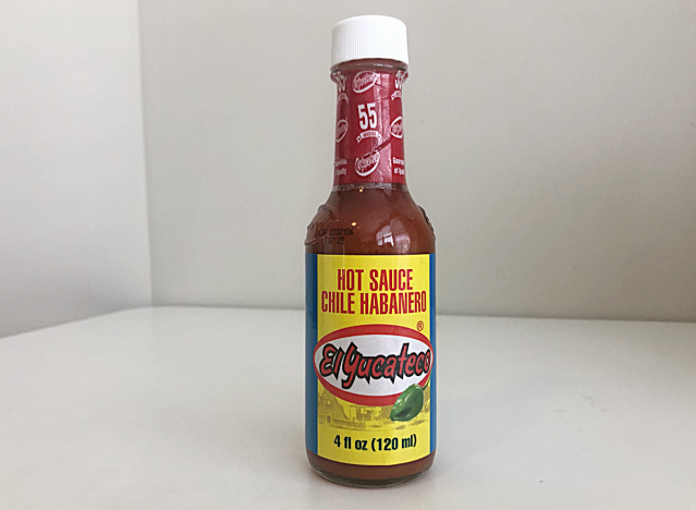 a bottle of el yucateco hot sauce 