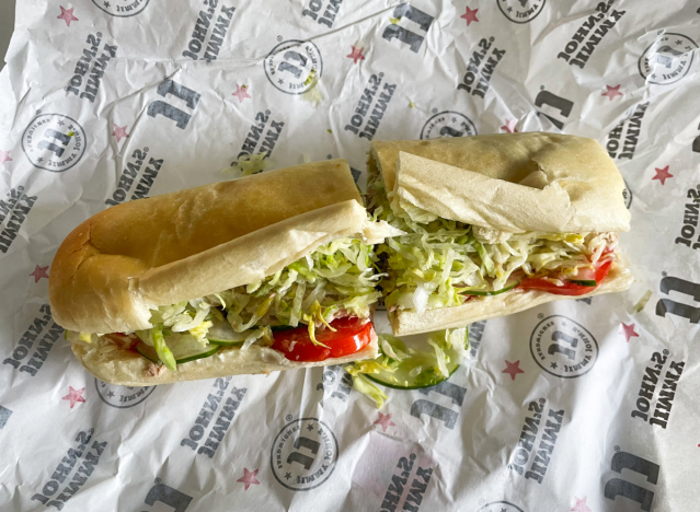 a tuna sub from jimmy johns on a wrapper