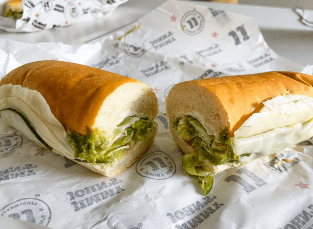 veggie sub from jimmy john's on a wrapper 