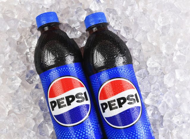 pepsi bottles over ice