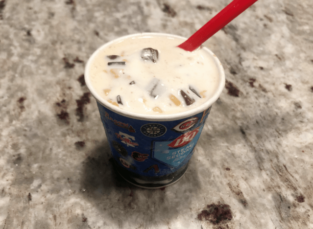 salted caramel truffle blizzard from DQ on ac counter