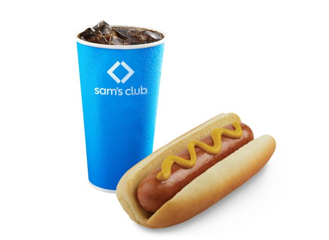 sam's club cheddar hot dog and soda combo