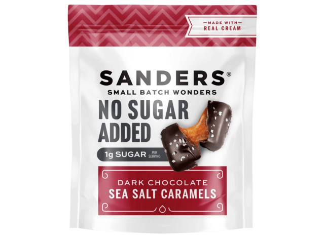 a bag of sanders no sugar added dark chocolate sea salt caramels