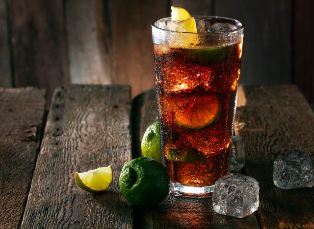 Rum with ice coke and lime cocktail 