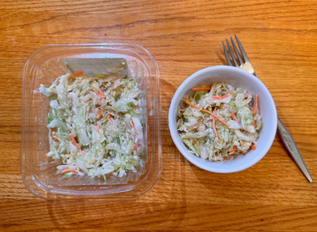 stop and shop coleslaw in a container and dish