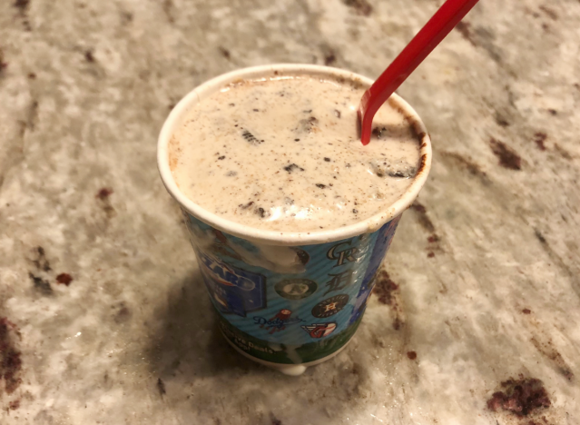 ultimate cookie blizzard from DQ on counter 