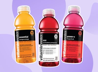 vitamin water collage on purple background