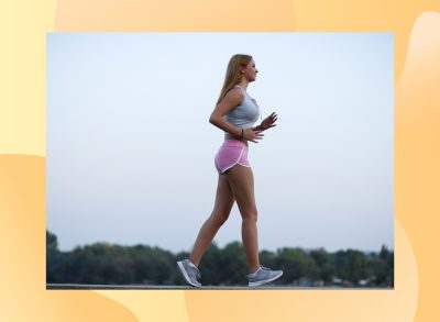 woman doing walking workout outdoors