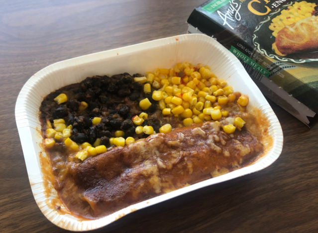 amy's chile enchilada in a tray 