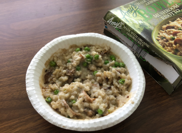 amy's mushroom risotto in a bowl 