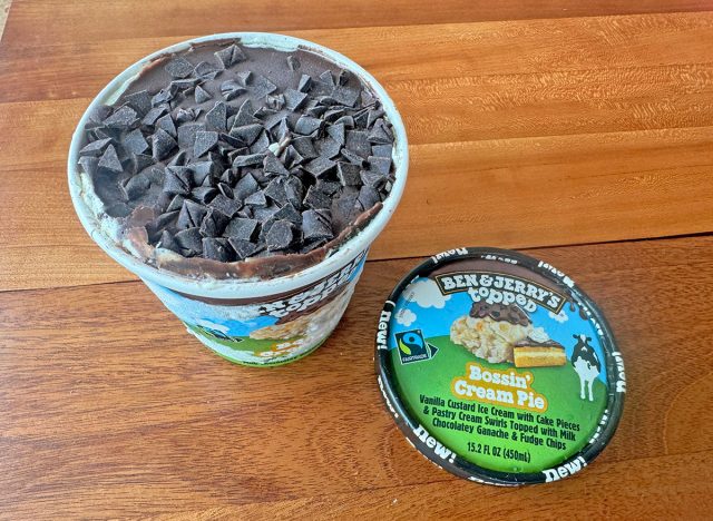 A pint of Ben & Jerry's Bossin' Cream Pie ice cream