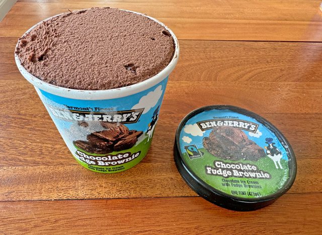 A pint of Ben & Jerry's Chocolate Fudge Brownie ice cream