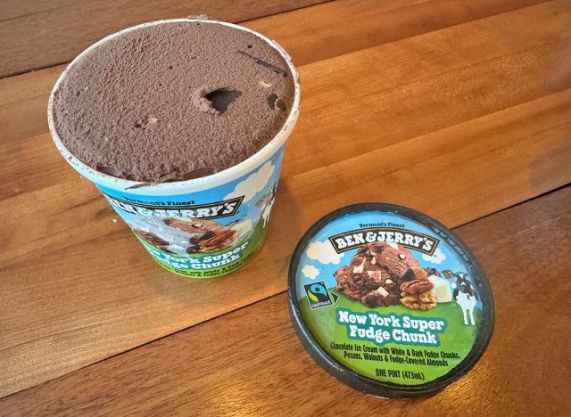 A pint of Ben & Jerry's New York Super Fudge Chocolate Chunk ice cream