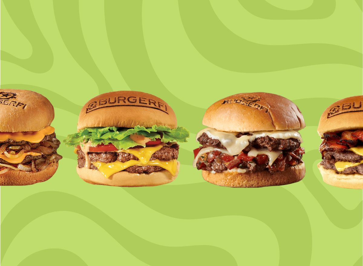 BurgerFi burgers on graphic background