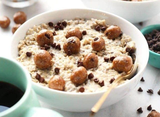 bowl of Chocolate Chip Cookie Dough Oatmeal