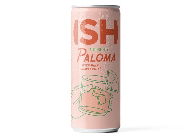 A can of Ish brand non-alcoholic paloma mocktail