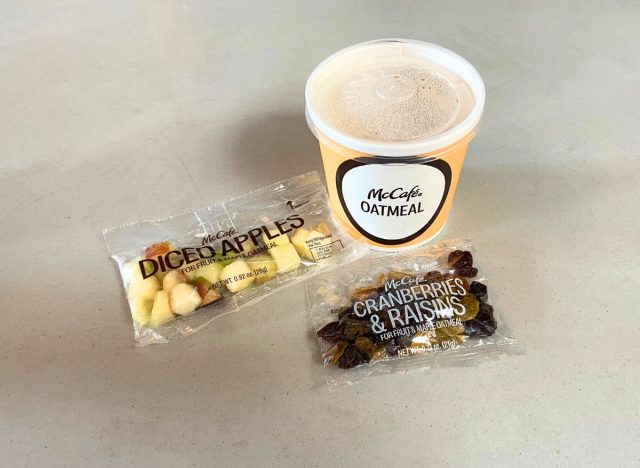 McDonald's oatmeal and toppings cup 