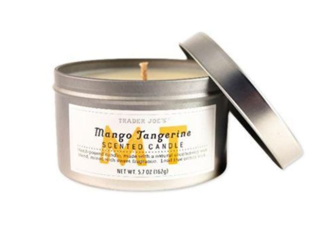 Trader Joe's Mango Tangerine Scented Candle on white background