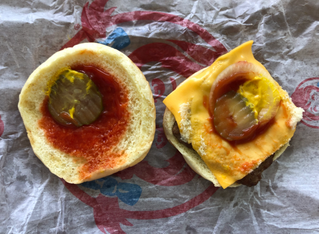 open faced wendy's jr cheeseburger