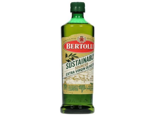 a bottle of bertolli extra virgin olive oil