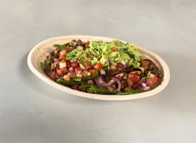 Chipotle bowl on a countertop