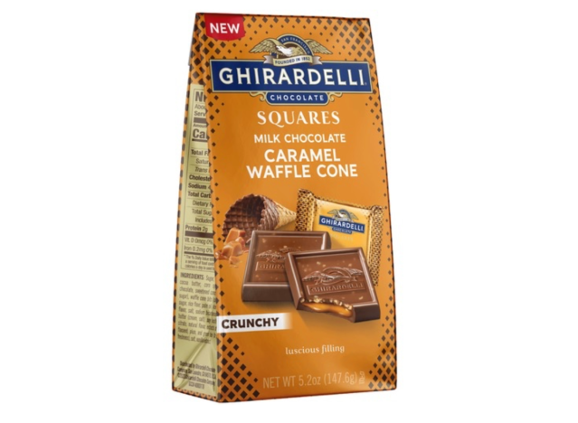 a bag of ghirardelli caramel waffle cone squares