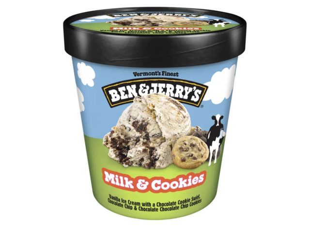 A pint of Ben & Jerry's Milk & Cookies ice cream