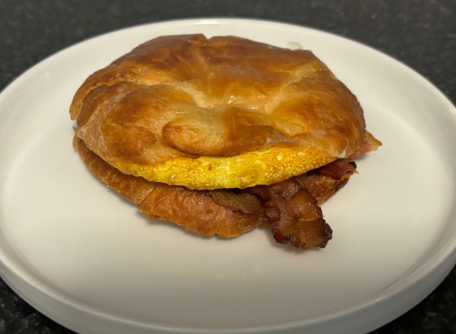 a panera breakfast sandwich on a plate 