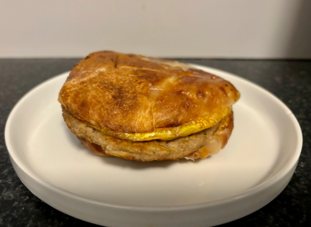 a panera breakfast sandwich on a plate 