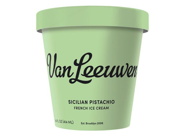 A pint of Van Leeuwen Sicilian pistachio ice cream