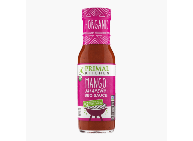 a bottle of primal mango jabanero bbq sauce