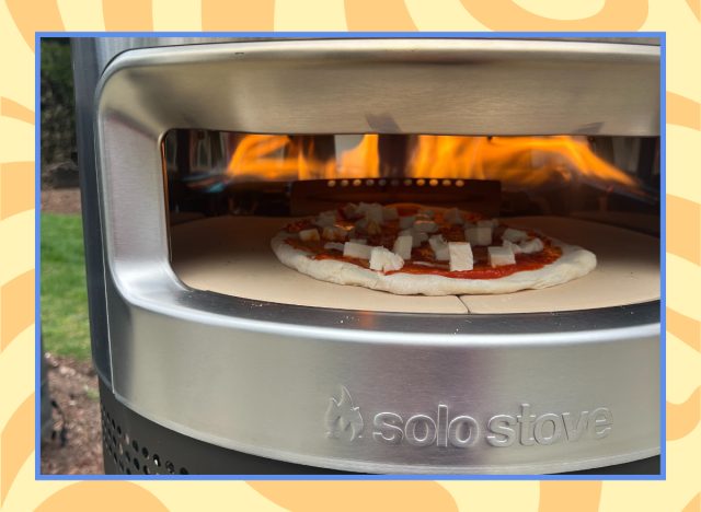 solo stove pi prime with uncooked pizza in the oven